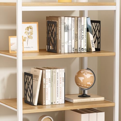 MaxGear 4-Piece Bookends Heavy Duty Metal Book Storage Non-Skid Design Model Number: MaxGear-Tree Design-Bookends