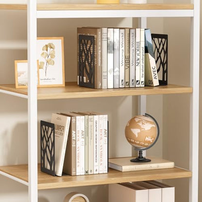 MaxGear 4-Piece Bookends Heavy Duty Metal Book Storage Non-Skid Design Model Number: MaxGear-Tree Design-Bookends
