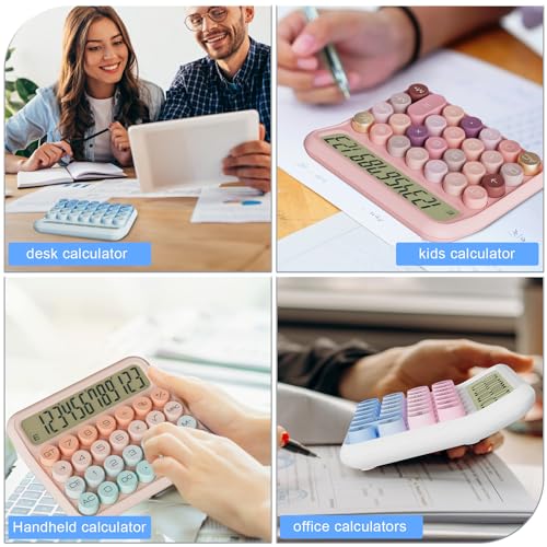 Decklit 12-Digit LCD Basic Desktop Calculator Model Verloop Roze Battery Powered Gradient Pink