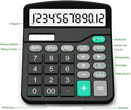 SPLAKS 2-Pack DUAL POWER Engineering/Scientific LCD Calculators - 12 Digits - Battery Powered - Plastic Enclosure