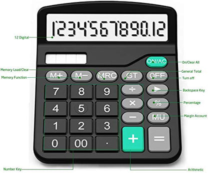 SPLAKS 2-Pack DUAL POWER Engineering/Scientific LCD Calculators - 12 Digits - Battery Powered - Plastic Enclosure