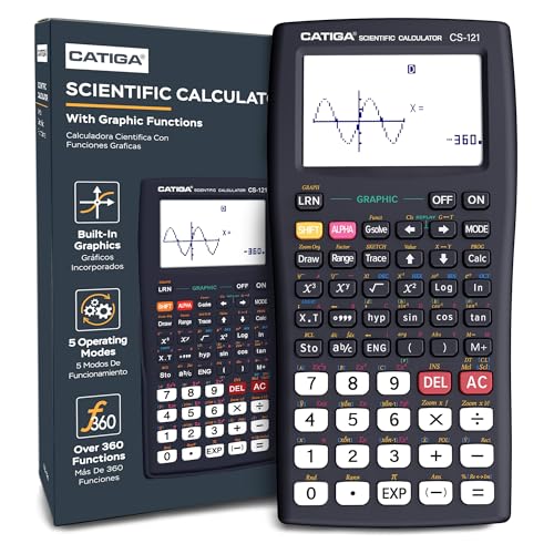 CATIGA 3 Inch CS-121 LCD Scientific Graphing Calculator Battery Powered Plastic 1 Pack