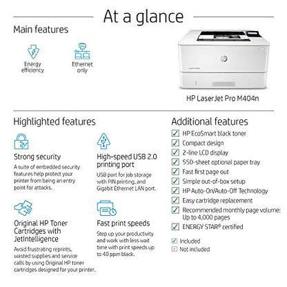HP LaserJet Pro M404n (W1A52A) Monochrome Laser Printer 600 x 600 dpi 40 ppm