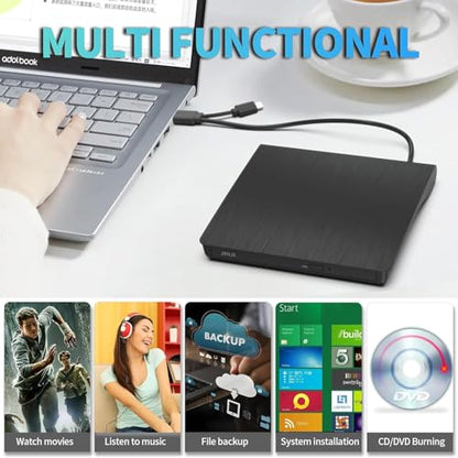 JKNJX Slim External DVD Drive XD013 USB 3.0 Type-C