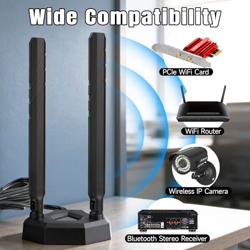 Eightwood Tri-Band WiFi 7 Antenna EWAN0113 2.4GHz 5GHz 6GHz RP-SMA Black