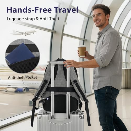 MATEIN 17 Inch 103500GRY Travel Laptop Backpack, Water Resistant TSA Large Computer Business Bag