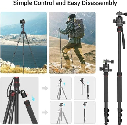 SMALLRIG 71 Inches 15551 Aluminum Tripod/Monopod 33lb Capacity Adjustable Height