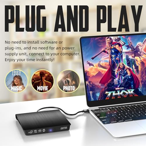 YOTUO Portable USB 3.0 & USB-C External CD/DVD Drive Model IDD029-2