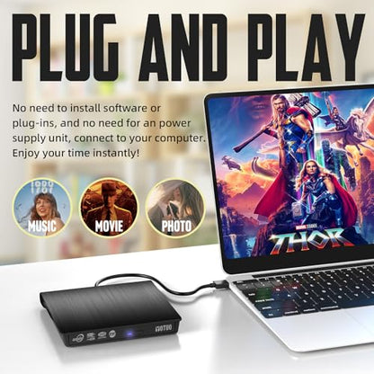 YOTUO Portable USB 3.0 & USB-C External CD/DVD Drive Model IDD029-2