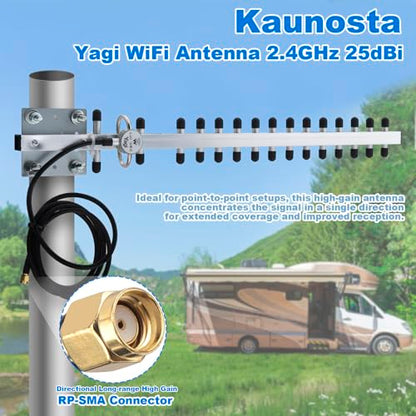 Kaunosta 50Ω RP-SMA Connector 1.45m WiFi Antenna 2.4GHz