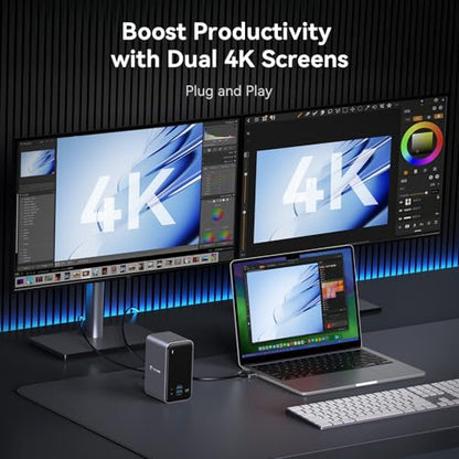 TobenONE 16-in-2 MacBook Docking Station Dual 4K@60Hz HDMI USB C