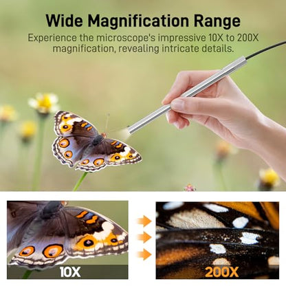 Teslong 1.0 Count MS100-C 10X to 200X LED Digital Microscope