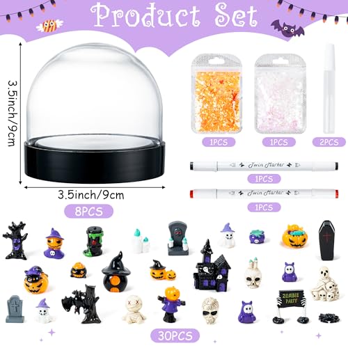 HoniedPepperino 44Pcs HP-Halloween-Snow Globe Kit Resin Craft Set