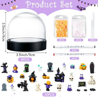HoniedPepperino 44Pcs HP-Halloween-Snow Globe Kit Resin Craft Set