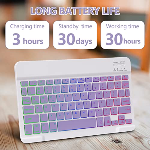 GOKOCO Keyboard Case for iPad 10th 10.9 inch (A2696/A2757/A2777), iPad 11th A16 2025 (A3354/A3355/A3356), Wireless, Battery Powered, QWERTY, Purple