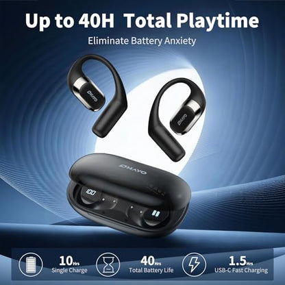 OHAYO T10 Open Ear Headphones Wireless Bluetooth 5.4 10 Hours Battery Life Dual Driver Technology