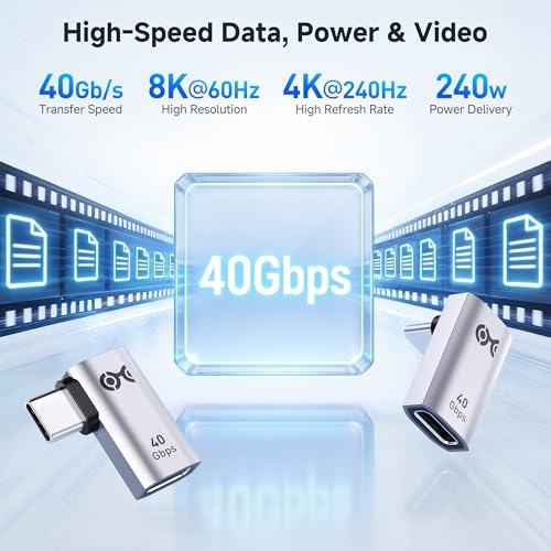 Cable Matters 90 Degree USB-C Adapter Kit Model 201313 Black 40Gbps Data Transfer Laptop and Device Connectivity