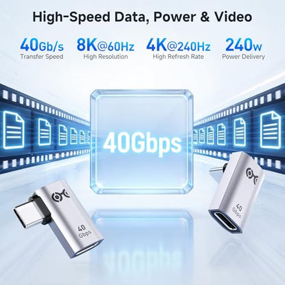 Cable Matters 90 Degree USB-C Adapter Kit Model 201313 Black 40Gbps Data Transfer Laptop and Device Connectivity