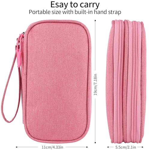 JIAKAI 7.48 x 4.33 x 2.16 inches Travel Cable Organizer Bag - Pink