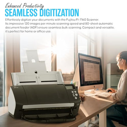 Fujitsu Fi-7160 Document Scanner 600 dpi 80-Sheet Capacity USB