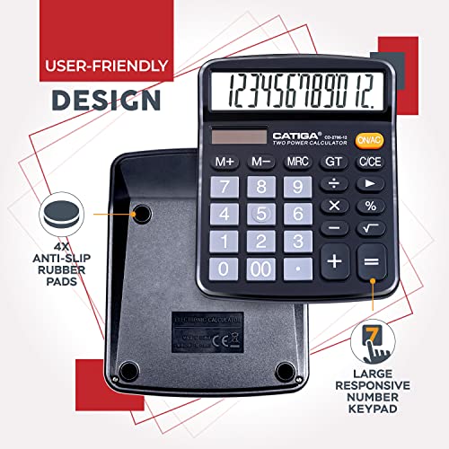 CATIGA 6" x 4.72" CD-2786 LCD Solar Powered Standard Function Calculator