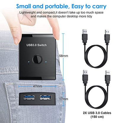 YINNCEEN 2 in 1 Out USB 3.0 Switch T26 Bi-Directional 5 Volts 800 Milliamps
