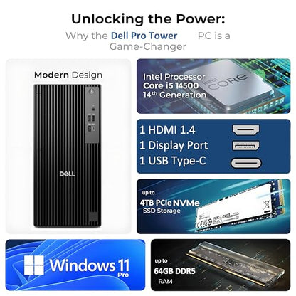 Dell Pro Tower QCT1250 Intel Core i5-14500 vPro 4096 x 2160 Computer Tower