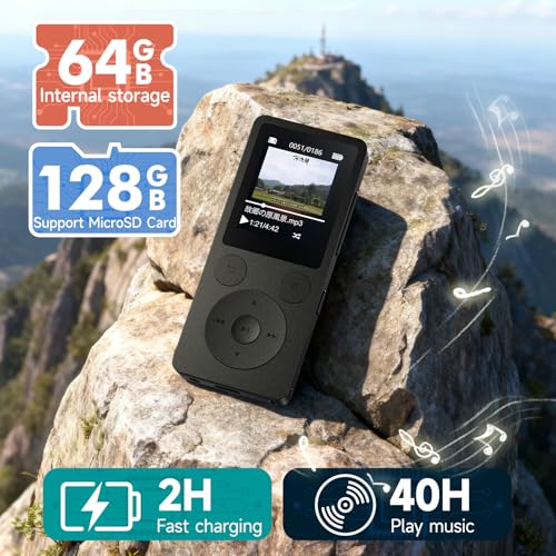 ODEJOI 64GB X91 MP3 Player 1.8" LCD Display Bluetooth 5.3
