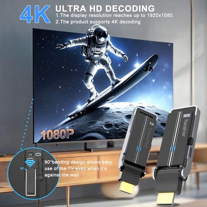 ALL-LUCKY 2-Port HDMI Receiver & Transmitter Kit | HDMI 1080P | Wireless Media Streaming