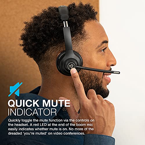 JLab Go Work Wireless Headsets with Microphone, Bluetooth 5, 45 Hours Battery Life, Dynamic Driver, On-Ear, Black