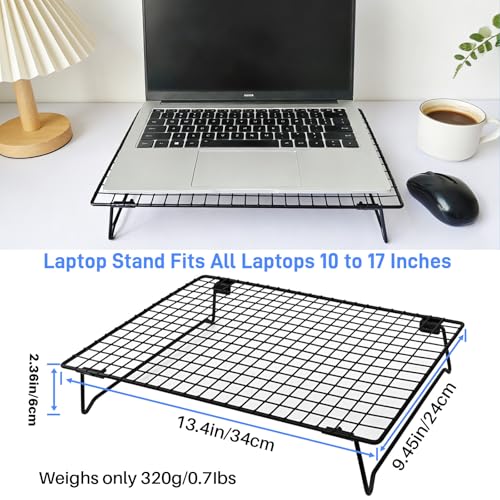ISYOKE 9.45 x 0.98 x 13.39 Inches Laptop Cooling Pad Stand Adjustable Height Metal Riser for Laptops 10 to 17 Inches