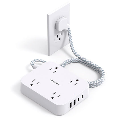 HANYCONY 5ft Power Strip HN43T 4 Outlets 4 USB Ports Type B