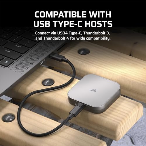 Corsair 2TB CSSD-EX400U2TB Compact External SSD USB4 Thunderbolt 3.2 Gen 2