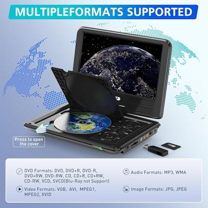 PJGCWB 9.5" Portable DVD Player PD-9018 800x480 LCD USB Car Player