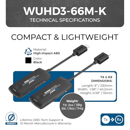 OREI 4L x 2W x 7H WUHD3-66M-K 4K HDMI Wireless Video Extender