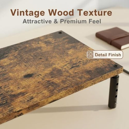 OPNICE Computer Monitor Stand Multi-Level Height Adjustable 44 Pounds Capacity Brown Wood Finish
