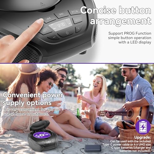 Gueray 2 Speaker Stereo CD Player B-03 Black Radio Boombox
