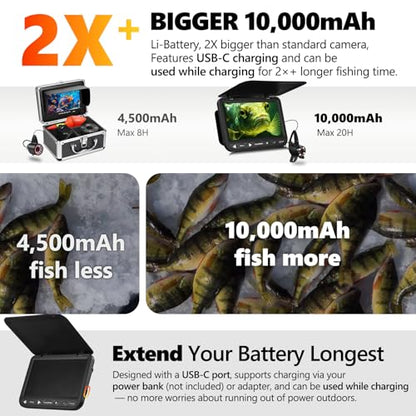 FishPro 7'' No.1 HD1080P Underwater Camera with 10,000mAh Rechargeable Battery