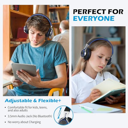 AILIHEN C8-003 Wired On-Ear Headphones with Microphone, Volume Control, 32 Ohm Impedance, 20Hz - 20KHz Frequency Response, Sound Isolation, 3.5mm Jack, Lightweight Design, Collapsible, Black Blue