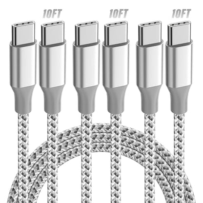 KYEHD 10 Feet USB-C to USB-C Cable Model A8753 - 60W Fast Charging - 45 Watts - Compatible with iPhone 16/15/14, Samsung Galaxy S21+, S21, S20, Google Pixel