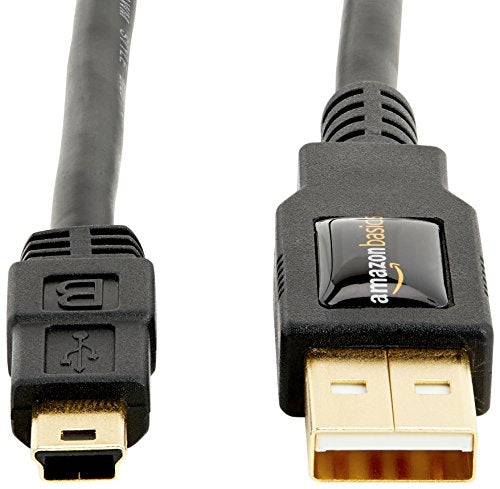 Amazon Basics 0.9m USB 2.0 A Male to Mini B Cable, 480Mbps, Black, Indoor/Outdoor Use