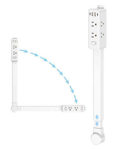Olcorife 6-Outlets Power Strip with 4 USB Ports, Surge Protection, Extender Stick 22-34 inches