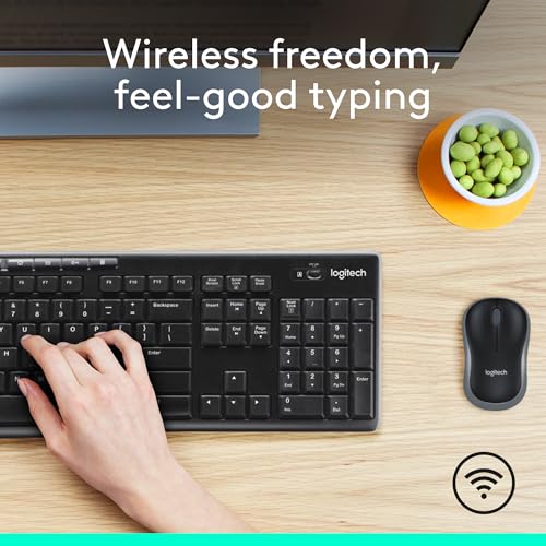 Logitech MK270 Black Wireless Keyboard and Mouse Combo - 2.4 GHz, USB Receiver, 104 Keys, Spill-Resistant, Ambidextrous Mouse, Windows Compatible
