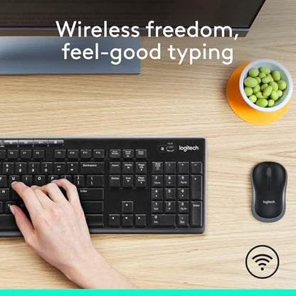 Logitech MK270 Black Wireless Keyboard and Mouse Combo - 2.4 GHz, USB Receiver, 104 Keys, Spill-Resistant, Ambidextrous Mouse, Windows Compatible