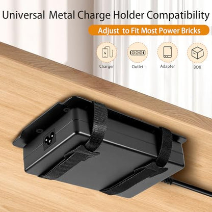 JinLunar Adjustable Underdesk Laptop Charger Holder, Metal Mount, Black