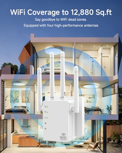 GEYILO 1200Mbps WD-R1200U Dual Band WiFi Extender 5GHz 12880 Sq.ft Signal Booster