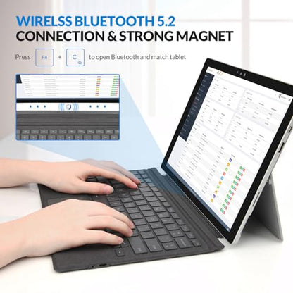 Rii 11.4" SF107 Bluetooth Wireless Keyboard with Touchpad for Microsoft Surface Pro 3-7 Plus