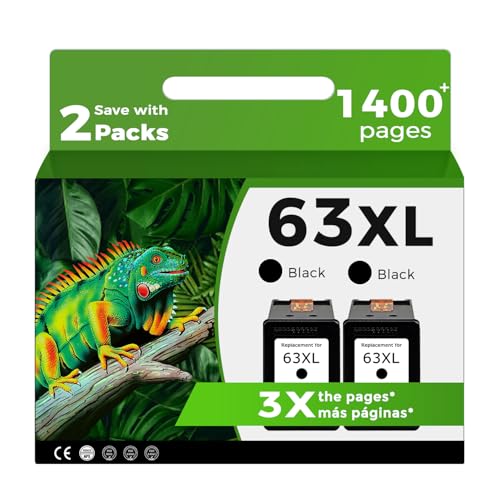 Relcolor 63XL Black Ink Cartridge Remanufactured for HP 63 XL Compatible Printers