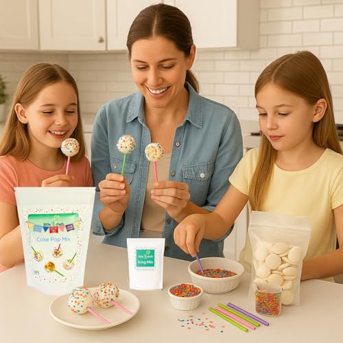 Little GF Chefs 12 Count Confetti Cake Pop Kit DIY Baking Supplies for Kids
