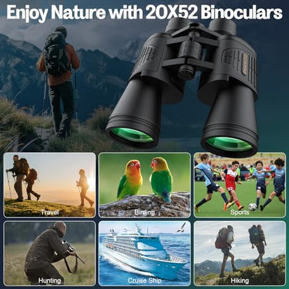deesoo 20x52 HD High Power Binoculars Adult Model deesoo2052 Multilayer Coating Roof Prism Optics